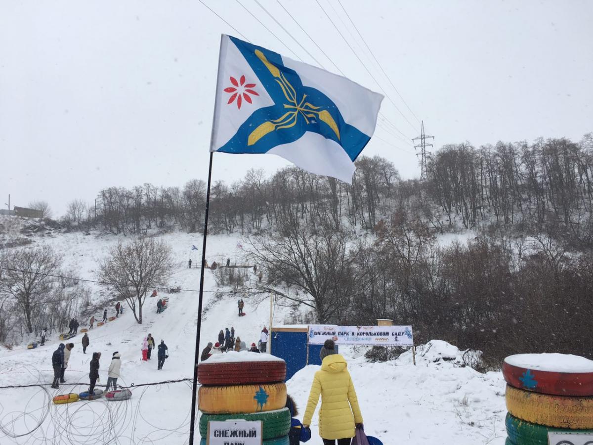 Сегодня на Кумысной поляне в Корольковом саду прошел молодежный праздник – массовые катания на санках «Поехали» Фото 1