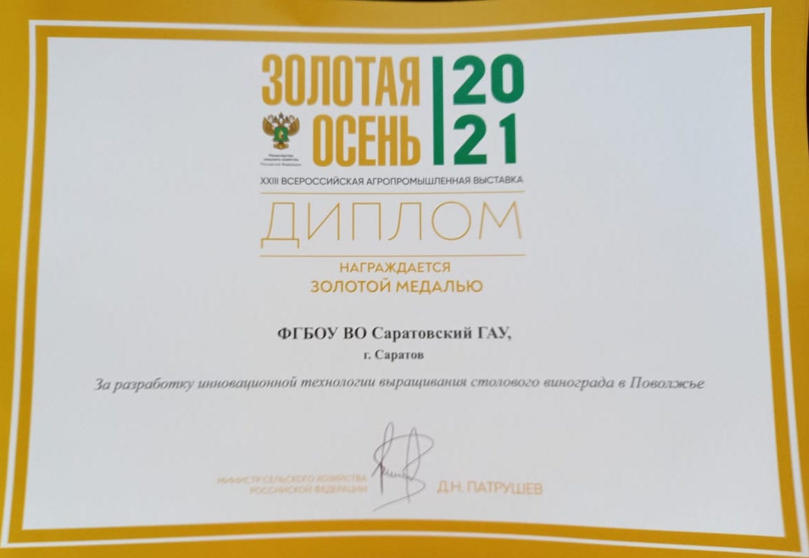 Медали выставки "Золотая осень - 2021" Фото 16