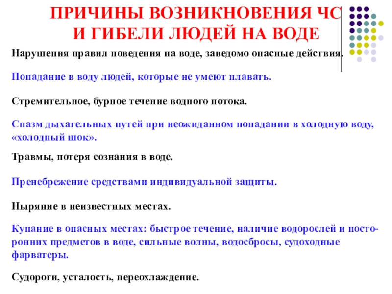 Также приводит в возникновению. Причины возникновения опасных ситуаций на воде. Почему возникают Чрезвычайные ситуации на воде. Причины возникновения опасных ситуаций на воде ОБЖ. Причины возникновения опасности на воде.