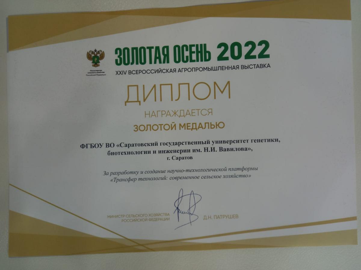 Медали выставки "Золотая осень - 2022" Фото 6