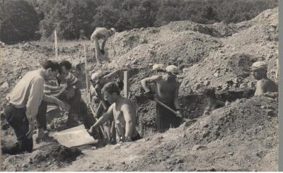 Строительство лыжной базы в Поливановке 1960 г